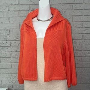 Belford Orange Knit Open Front Cropped Cardigan Size M